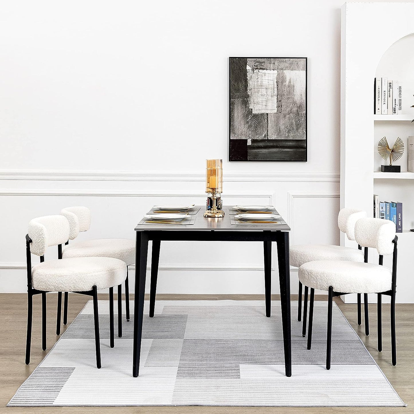 DYHOME White Dining Chairs Set of 4, Mid-Century Modern Dining Chairs, Kitchen Dining Room Chairs
