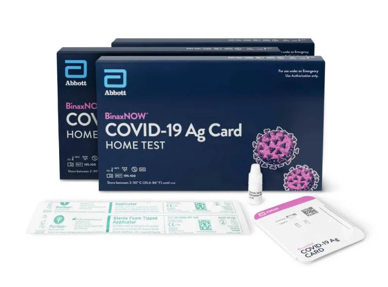 Abbott BinaxNOW COVID-19 Ag Card Home Test with eMed Telehealth Services for Travel - 3 Pack