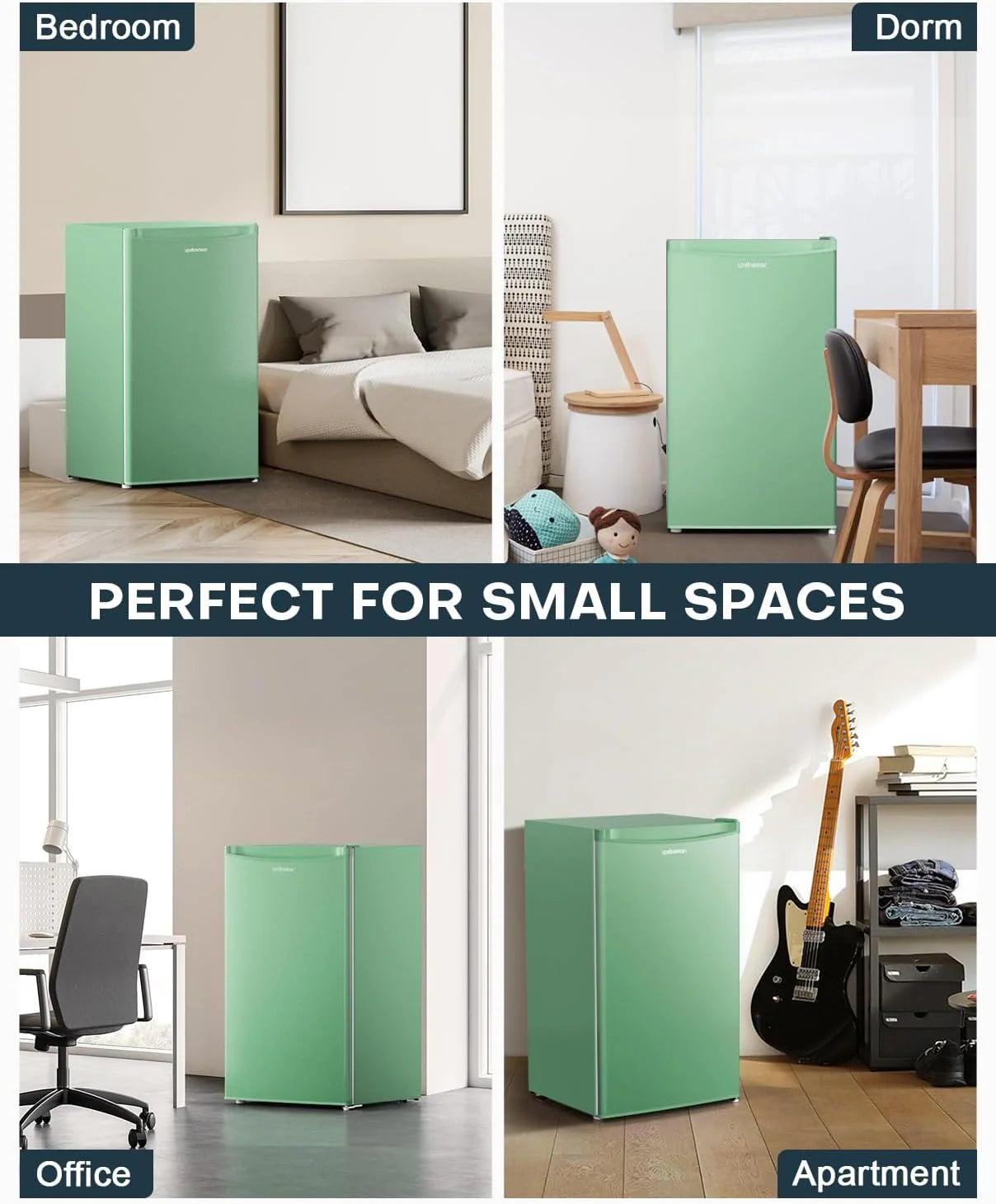 Upstreman 3.2 Cu.Ft Mini Fridge with Freezer – Single Door Compact Refrigerator for Dorm, Bedroom, or Office – Adjustable Thermostat, Black (BR321)