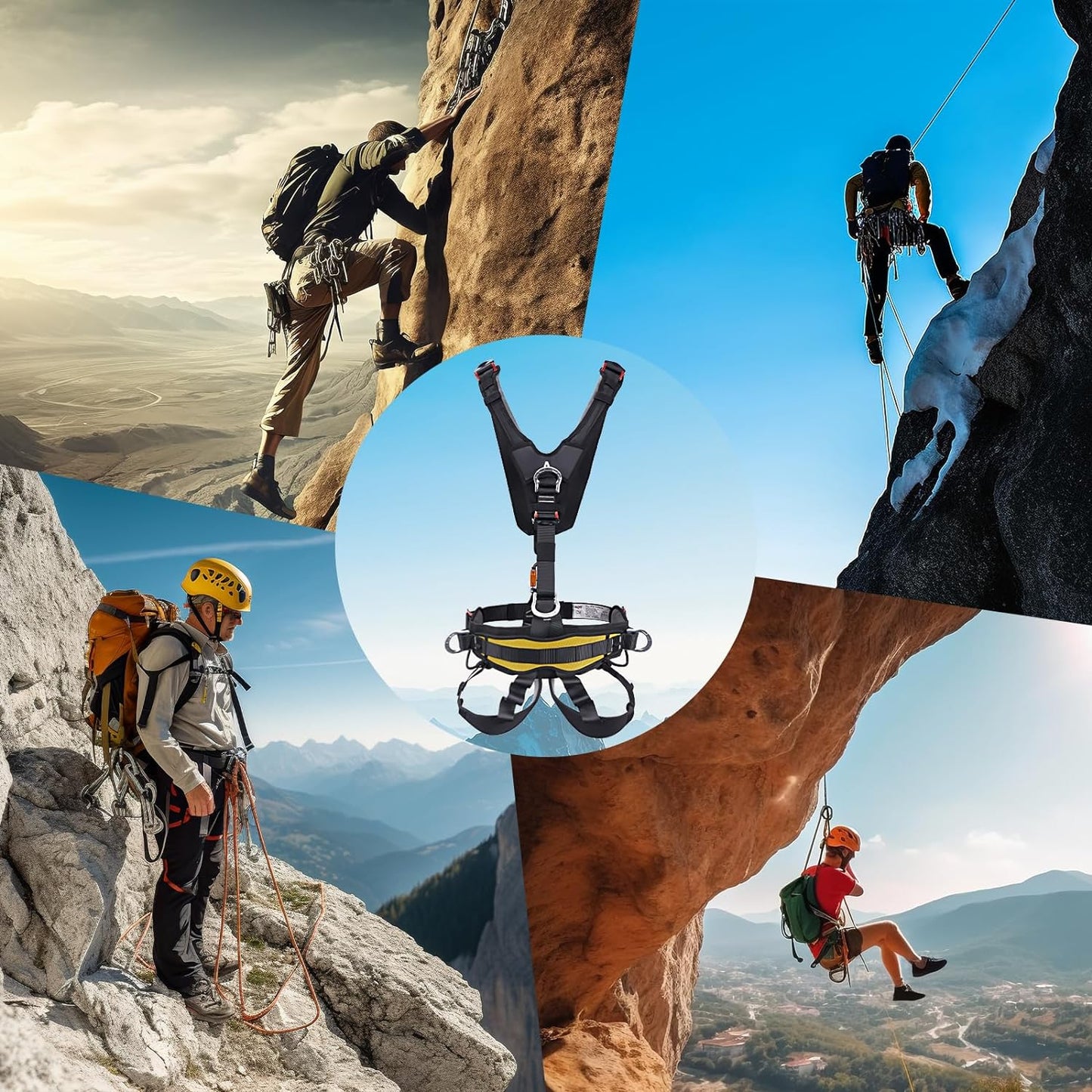 Full Body Climbing Harness Can Be Inverted Thicken Widen Protect Waist Safety Harness Tree Work Rock Climbing Mountaineering Rescuing Work at Height
