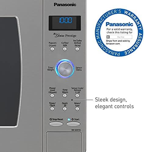 Panasonic NN-SN966S 2.2 Cu. Ft. 1250W Stainless Steel Microwave Oven with Inverter & Genius Sensor, Countertop/Built-In