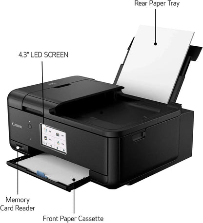 Canon PIXMA TR8620a - All-in-One Printer Home Office|Copier|Scanner|Fax|Auto Document Feeder | Photo, Document | Airprint (R), Android, Black, Works with Alexa