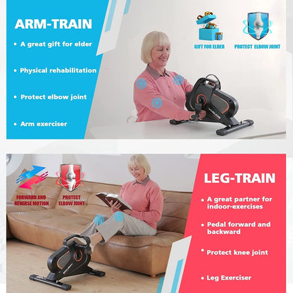 Under Desk Bike Pedal Exerciser – Quiet, Adjustable Resistance, Compact & Portable for Arm/Leg Workouts
