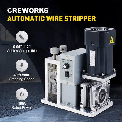 Speed Adjustable Wire Stripper, Automatic Cable Stripping Machine for 0.04"-1.2" Copper Wires, Electric Scrap Cable Stripper Tool for 11/0-18 AWG Wires, Cable Jacket Remover for Recycling