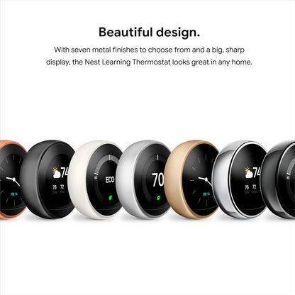 Nest 3rd Gen Learning Thermostat, Programmable Smart, Alexa Compatible, White, Wi-Fi, Energy Saving, Home Use