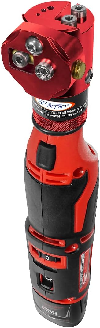 DXCL Hand-Held Cordless Tungsten Sharpener Grinder, Adjustable 15°- 45°, Diamond Ground Tapers (Auburn Red/Auburn R