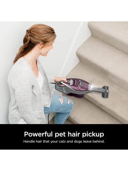 Shark HV322 Rocket Deluxe Pro Corded Stick Vacuum with LED Headlights, XL Dust Cup, Lightweight, Perfect for Pet Hair Pickup, Converts to a Hand Vacuum, with Pet Attachments, Bordeaux/Silver