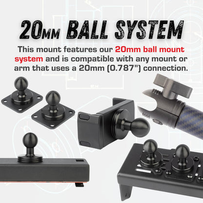 Dash Mount Cell Phone Holder RAM Truck Compatible (2019+ 1500, 2500, 3500 and TRX) with 20mm Ball Mount - Compatible with iPhone and Android Smartphones (Dual Ball with 2 Phone Holders)