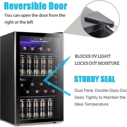 Antarctic Star 36 Bottle Wine Cooler/Cabinet BeverageRefrigerator Small Mini Wine Cellar Beer Soda Bar Fridge Quiet Operation Compressor Adjust Temperature Freestanding Black, 4.4 Cu. ft