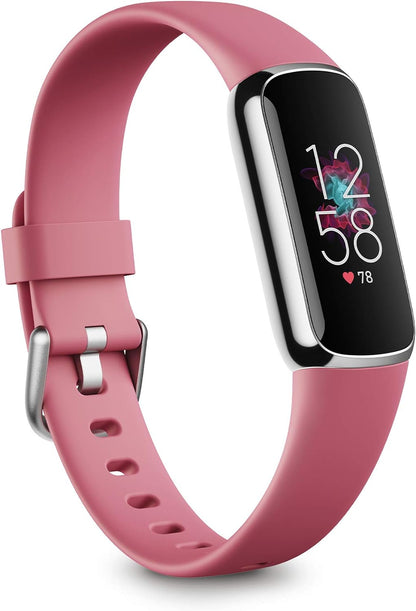 Fitness and Wellness-Tracker with Stress Management, Sleep-Tracking and 24/7 Heart Rate, One Size S L Bands Included, Lunar White/Soft Gold Stainless Steel, 1 Count