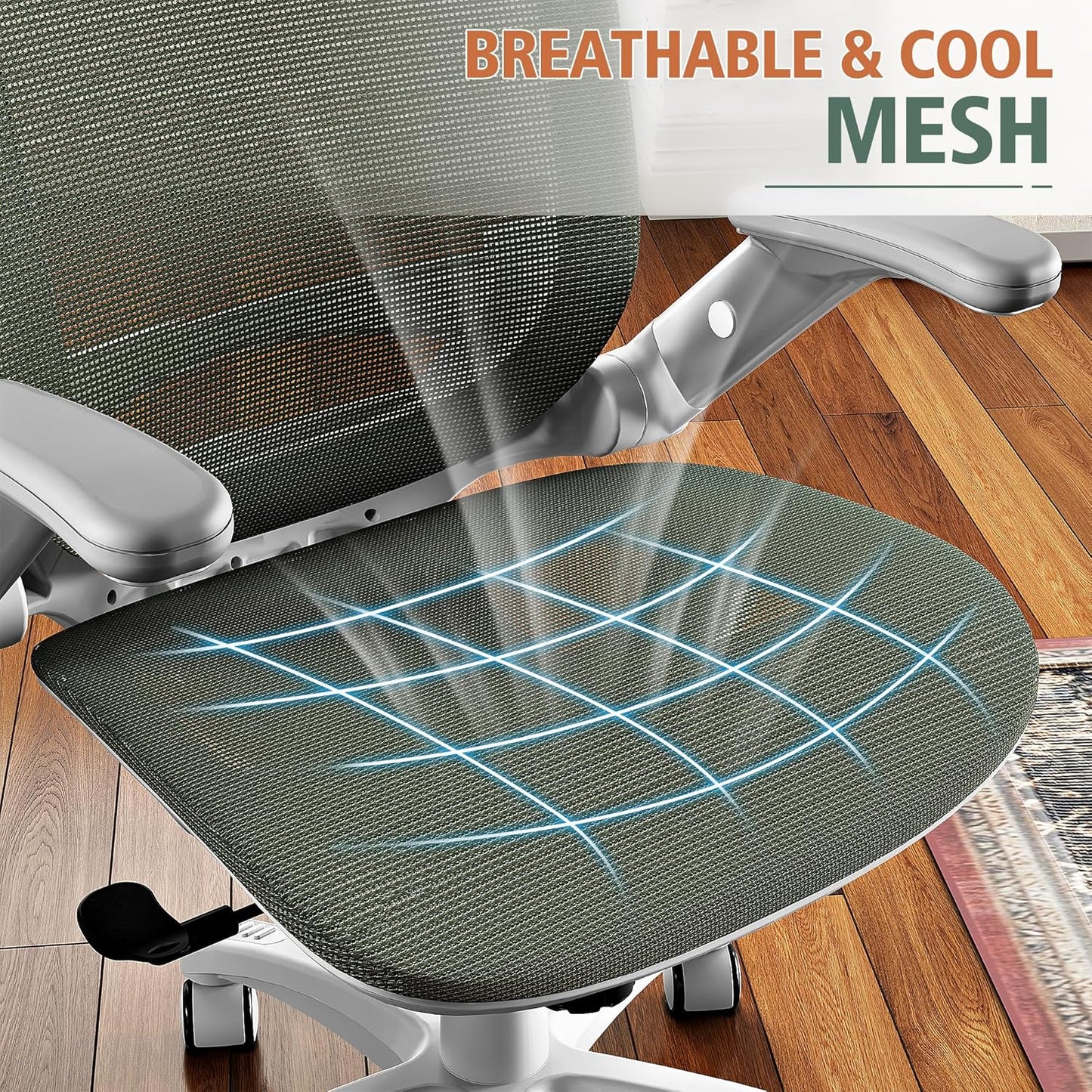 GABRYLLY Ergonomic Office Chair, High Back Home Desk Chair with Headrest, Flip-Up Arms, 90-120° Tilt Lock and Wide Cushion, Big and Tall Mesh Chairs for Man Woman, Black Task Chair