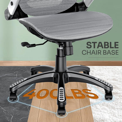 GABRYLLY Ergonomic Office Chair, High Back Home Desk Chair with Headrest, Flip-Up Arms, 90-120° Tilt Lock and Wide Cushion, Big and Tall Mesh Chairs for Man Woman, Black Task Chair