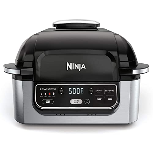Ninja AG301 Foodi 5 in 1 Indoor Electric Grill with Air Fry, Roast, Bake & Dehydrate Programmable, Black/Silver: Home & Kitchen