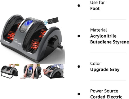 Shiatsu Foot Massager with Heat-Foot Massager Machine for Neuropathy, Plantar Fasciitis and Pain Relief-Massage Foot, Leg, Calf, Ankle with Deep Kneading Heat Therapy, Gift for Mother's Day