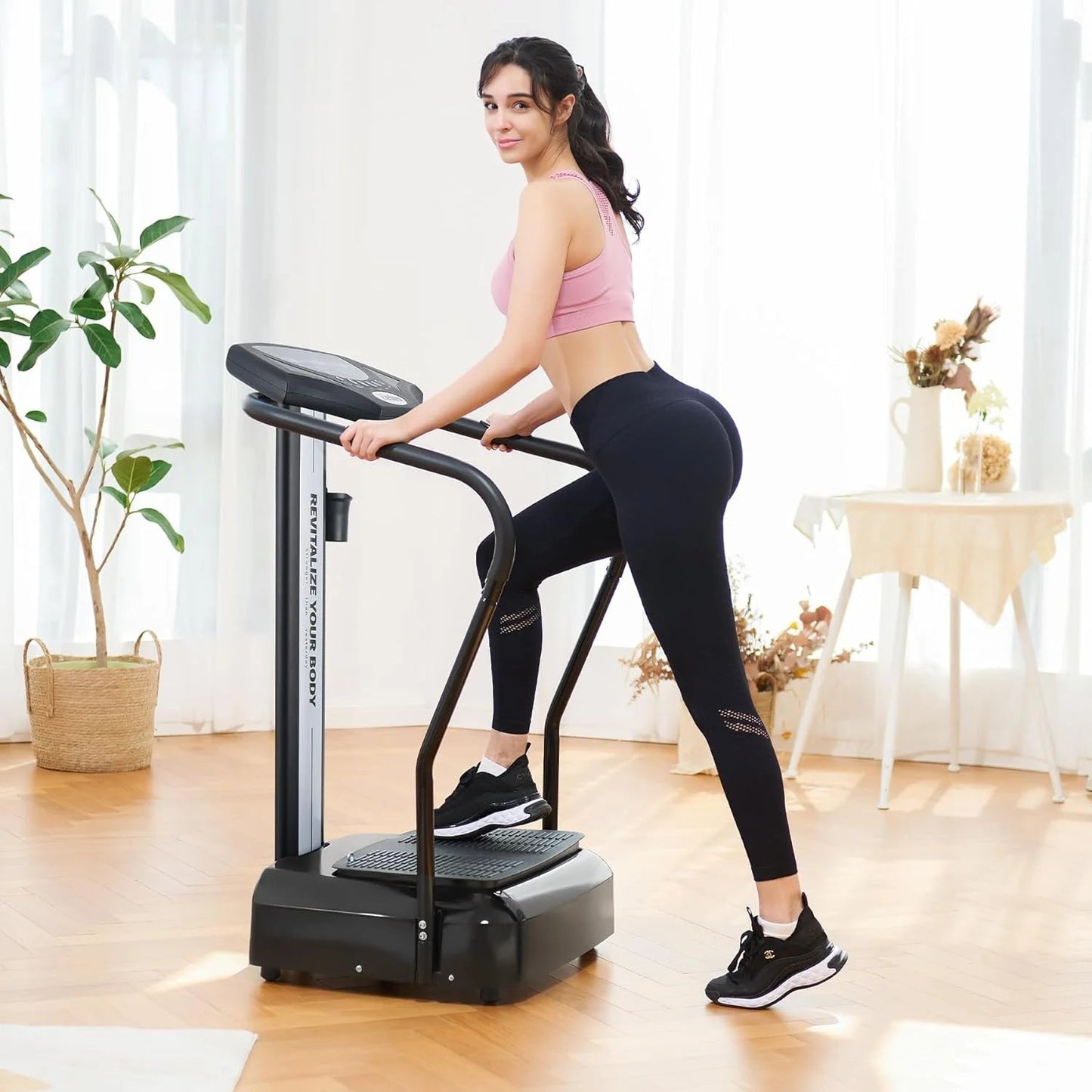 Whole Body Vibration Plate, 500W Vibration Plate Exercise Machine with 99 Levels 3 Preset Modes & 2 Resistance Bands, Training Fitness Vibration Platform Machine for Home Gym with 330lb Capacity