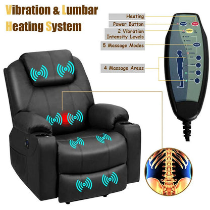 Electric Power Lift Recliner Leather Massage Reclining Sofa Elderly Lift Chair With Lumbar Heating Amp 8 Vibrating Nodes Cup Holder Usb Port - Comfortable And Ergonomic Design