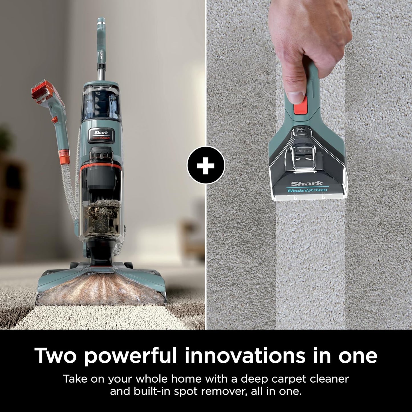 Shark CarpetXpert EX201 Carpet Cleaner, Cyan – Deep Cleaning with StainStriker, Perfect for Pets, Includes Spot & Stain Remover Tools