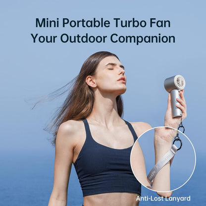 Portable Handheld Fan,Speed(1-100) Adjustable Turbo Mini Fan,5000mAh Battery Rechargeable Personal Fan with Metal Body,Digital Display,Gifts for Women Men Travel/Camping/Outdoor-Grey