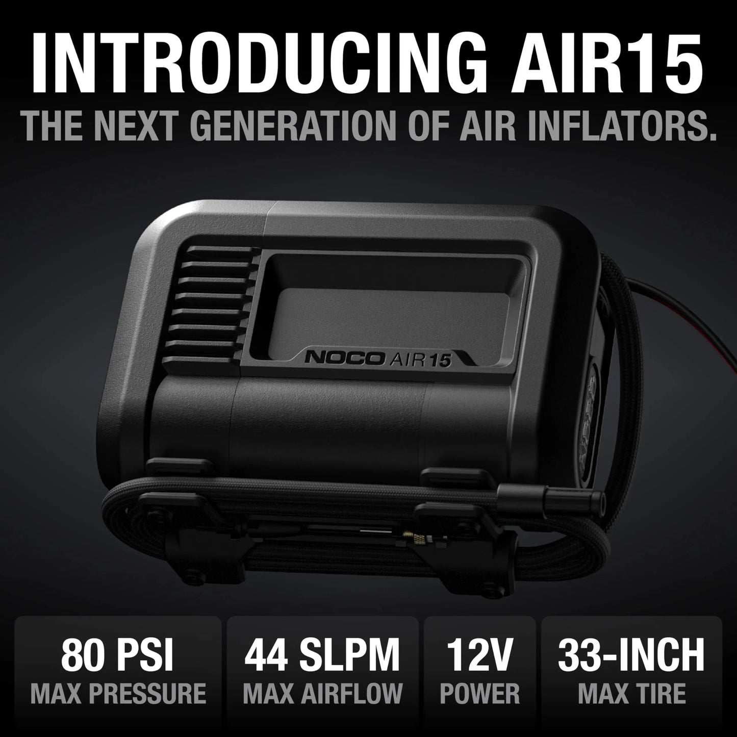 UltraFast 15A Tire Inflator, 12V Portable Air Compressor Pump, Rated at 80 PSI, Inflates Tires from 0-40 PSI in 2.9 Minutes with a Digital Gauge, Smart Pressure and Auto-Shutoff