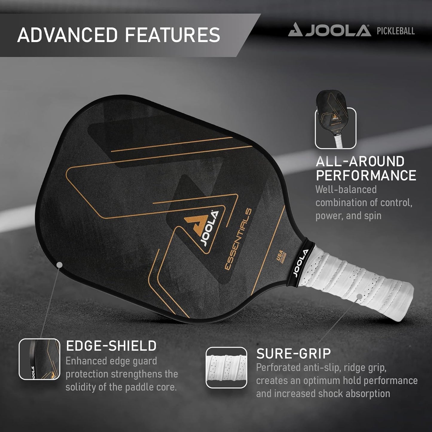 Essentials Pickleball Paddles with Reinforced Fiberglass Surface and Honeycomb Polypropylene Core