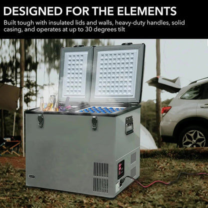 FM-65G 65 Quart Portable Refrigerator and Deep, AC 110V/ DC 12V, Real Chest Freezer for Car, Home, Camping, and RV with-8F to 50F Temperature Range, Gray, One Size