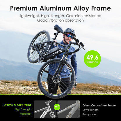 Adult Electric Bike, 350W BAFANG Motor (500W Peak), 4A 3H Fast Charging, 468Wh Li-Ion Battery, 21 Speed Gears, Air Saddle, 45 Miles 20 MPH 26" Mountain Bike Electric Bike, ANSI/CAN/UL2849 Compliant