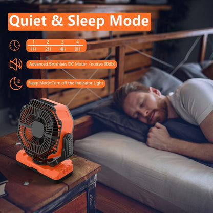 40,000mAh Battery Operated Fan, 13" Remote Camping Fan with LED Auto-Oscillating Rechargeable Fan Powerful Portable Desk Fan for Home, Camping, RV, Courtyard, Picnic, Emergency Power