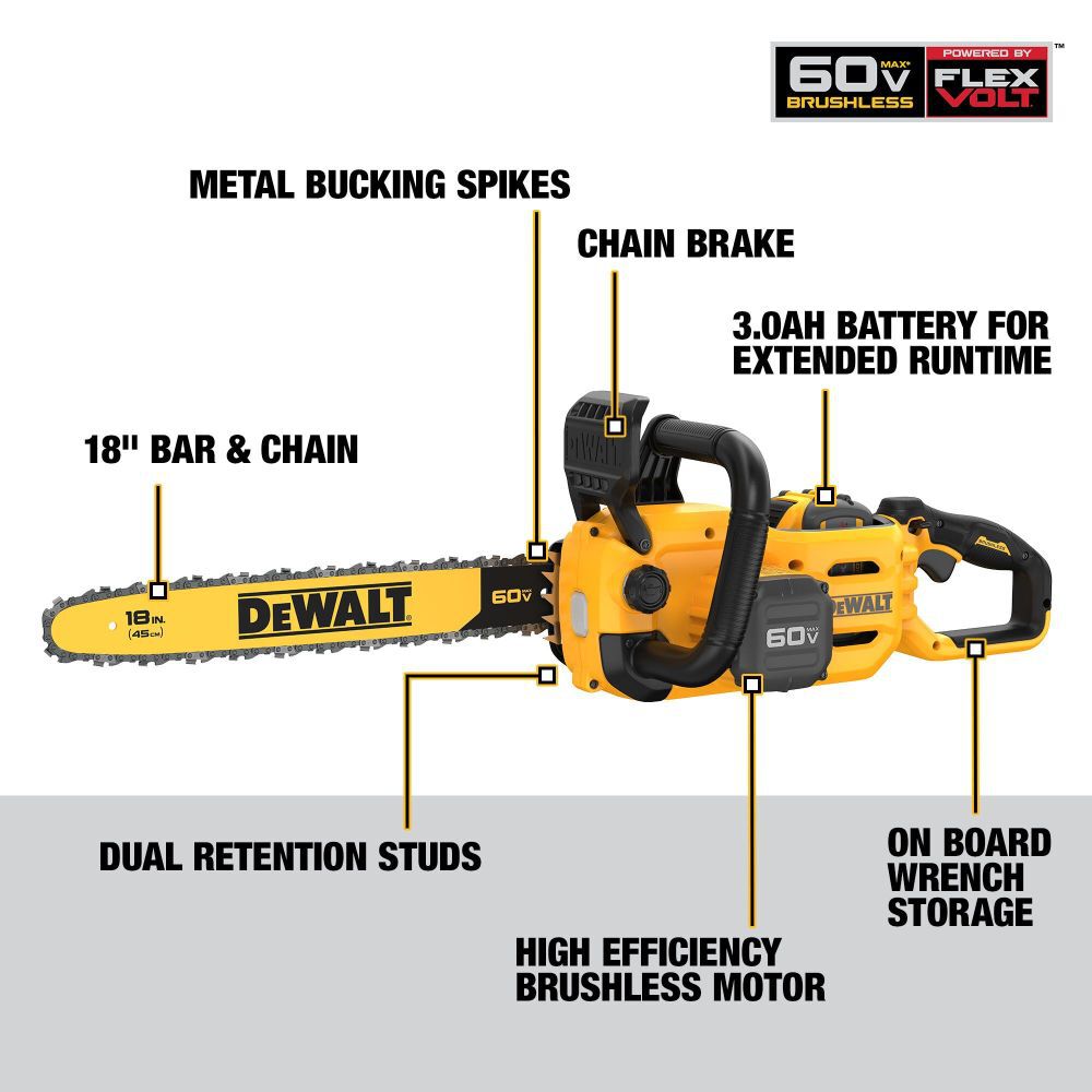60V MAX Chainsaw 18′′ Brushless Cordless Kit DCCS672X1 from
