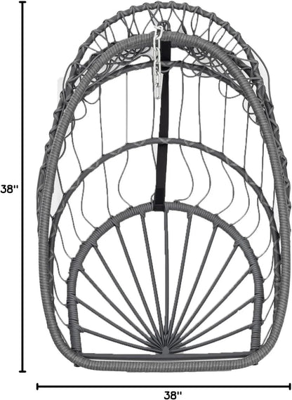 Yechen Indoor Outdoor Egg Hanging Chair with Stand, Patio Wicker Swing Egg Chair Indoor Swinging Chair Outdoor Hammock Egg Chair 350lbs Capacity for Patio Bedroom Balcony, Charcoal Grey (EG-001)
