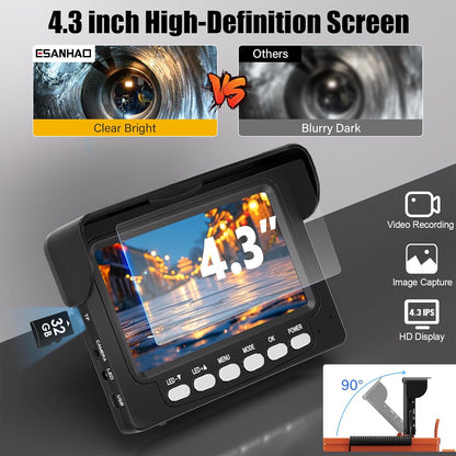 Sewer Inspection Camera, 100FT, DVR, Audio, 4.3" Screen