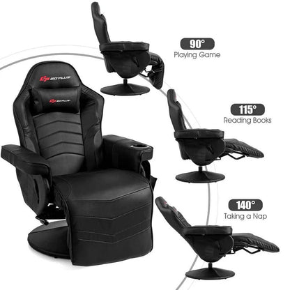 Pu Leather Massage Gaming Chair Ergonomic High Back Racing Style Gaming Recliner With Adjustable Backrest Amp Footrest Cup Holder Side Pouch - Comfortable And Ergonomic Design
