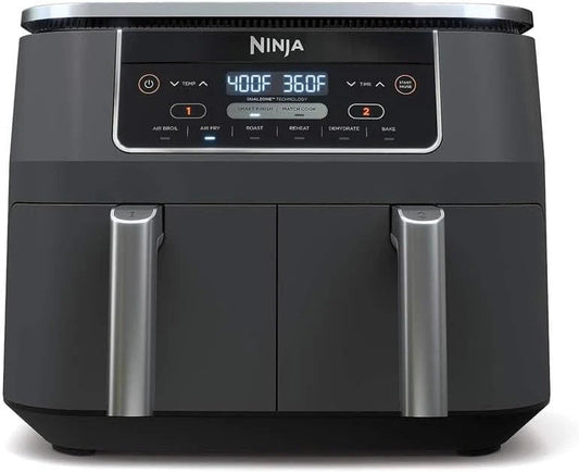 Ninja Foodi 10QT 6-in-1 DualZone Smart XL Air Fryer, 2 Independent 5QT Baskets, Smart Cook Thermometer, Match Cook, Smart Finish, Air Fry, Roast, Bake, Dehydrate, Reheat, Grey, DZ550