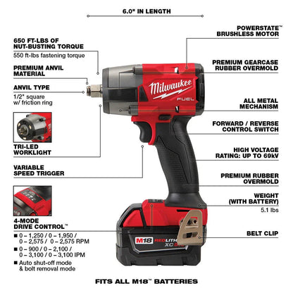 FUEL Lithium-Ion Brushless Cordless 7 Tool Combo Kit 5.0 Ah 18V M18