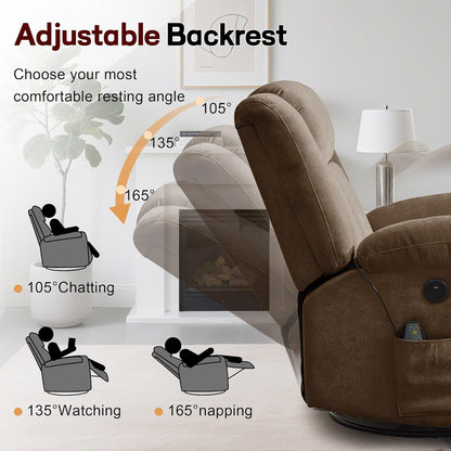 Rocker Recliner Glider Recliner Chairs for Adults 360° Swivel Rocking Chair