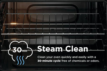 Frigidaire 30-in Glass Top 5 Burners 5.3-cu ft Steam Cleaning Freestanding Electric Range (EasyCare Stainless Steel)