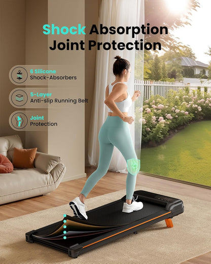 Walking Pad, Under Desk Treadmill with Incline for Home Office 2.5HP Portable Walking Treadmill with 280 Lbs Weight Capacity Walking Machine, Remote Control, LED Display