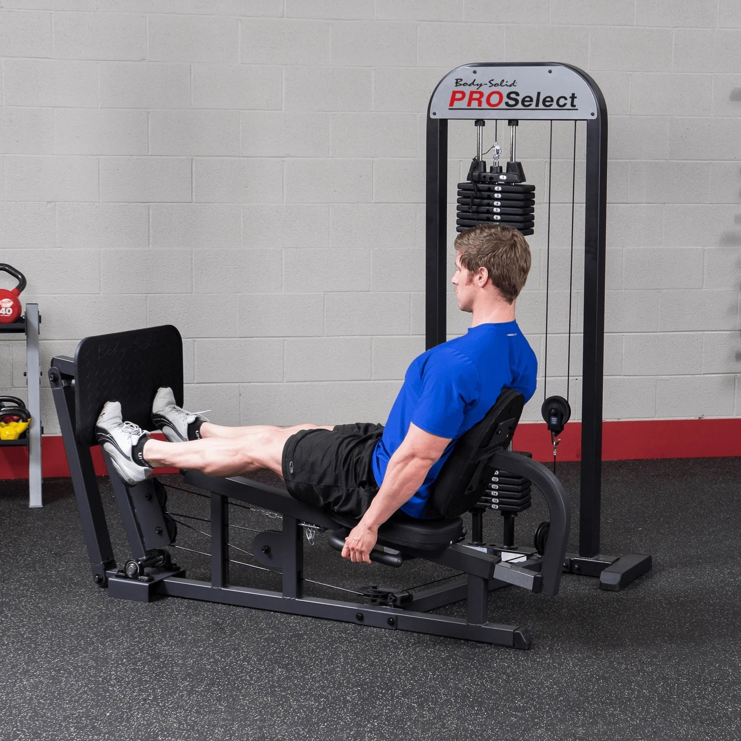Body Solid Pro Select Leg Press GLP STK/3 with 310 lb Stack, Oversized Rubberized Footplate, Double Beam Design, Commercial Bearings