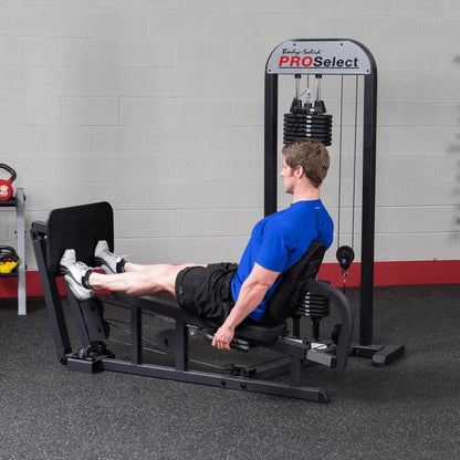Body Solid Pro Select Leg Press GLP STK/3 with 310 lb Stack, Oversized Rubberized Footplate, Double Beam Design, Commercial Bearings