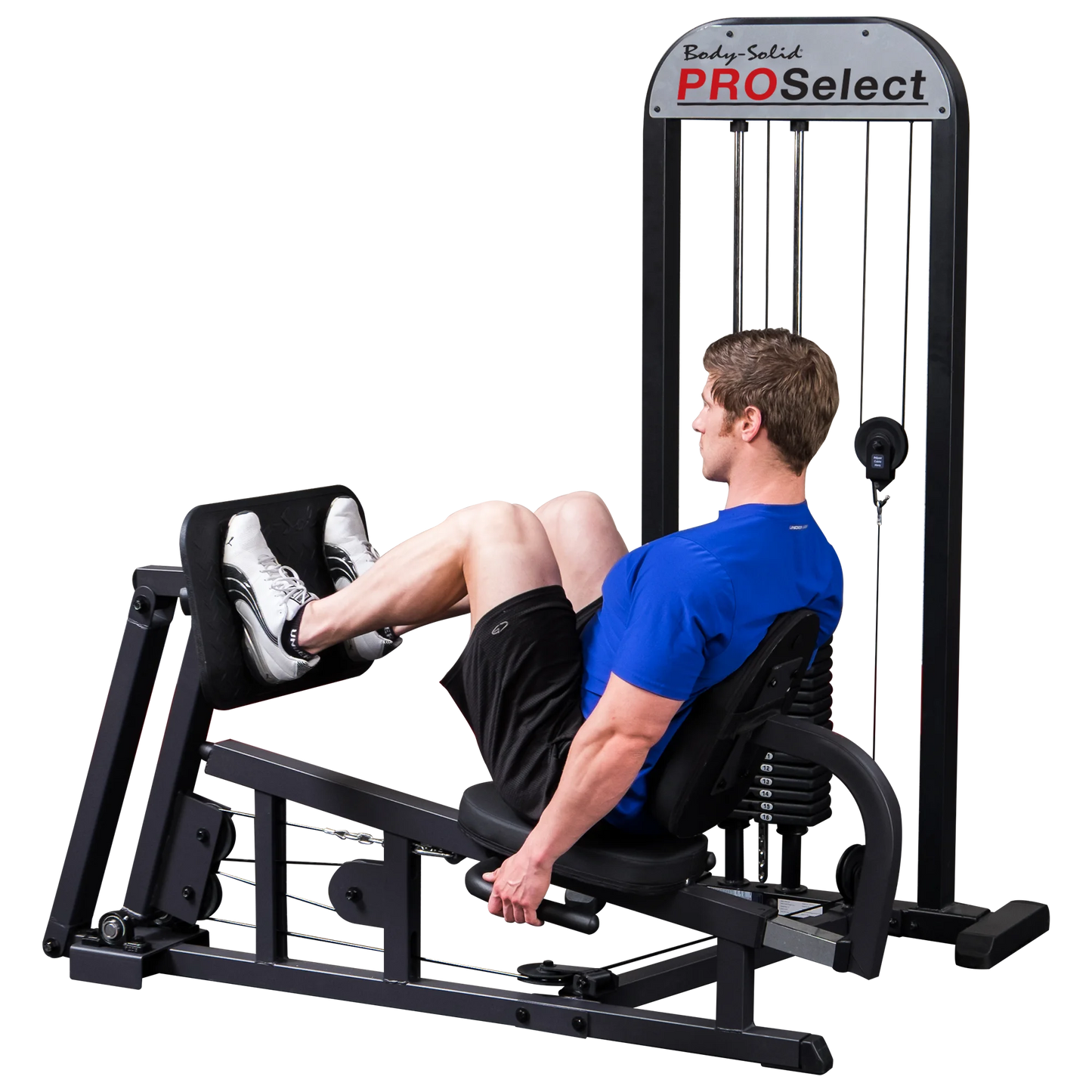 Body Solid Pro Select Leg Press GLP STK/3 with 310 lb Stack, Oversized Rubberized Footplate, Double Beam Design, Commercial Bearings