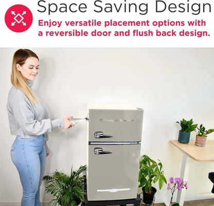 Frigidaire Retro Mini Fridge with Freezer & Side Bottle Opener-Small 2 Door Refrigerator for Office Bar or College Dorm Room-3.1 Cu Ft – 19”"D x 20.5" W x 33.5" H