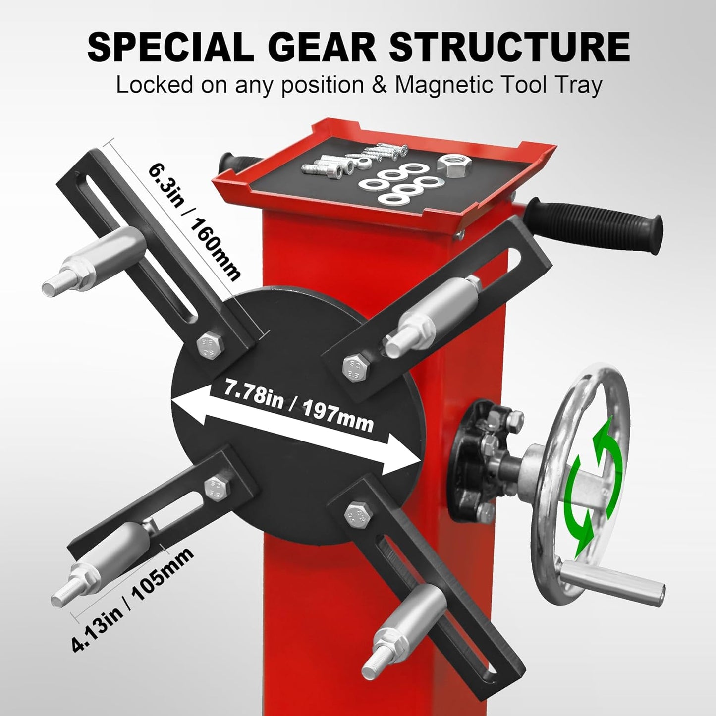 Rotating Engine Stand: Removable Oil Pan and Magnetic Tray, Turbine Turntable, 2 Brake Caster Lockable Wheels, 1,000 Lbs Capacity