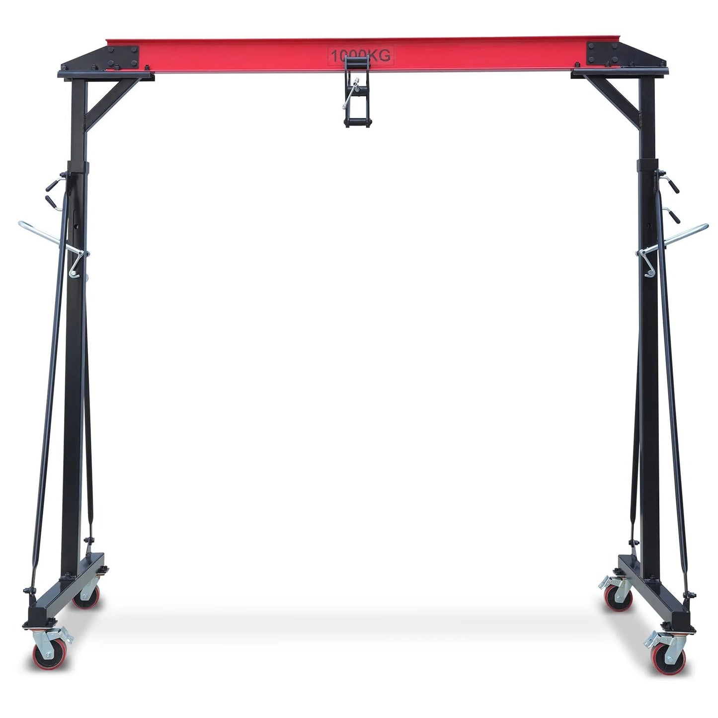 Garvee 1 Ton Adjustable Gantry Crane, 2200 lbs Capacity, Height Adjustable 96.5"-143.7", Portable Hoist for Factory, Construction, Warehouse, Auto Repair