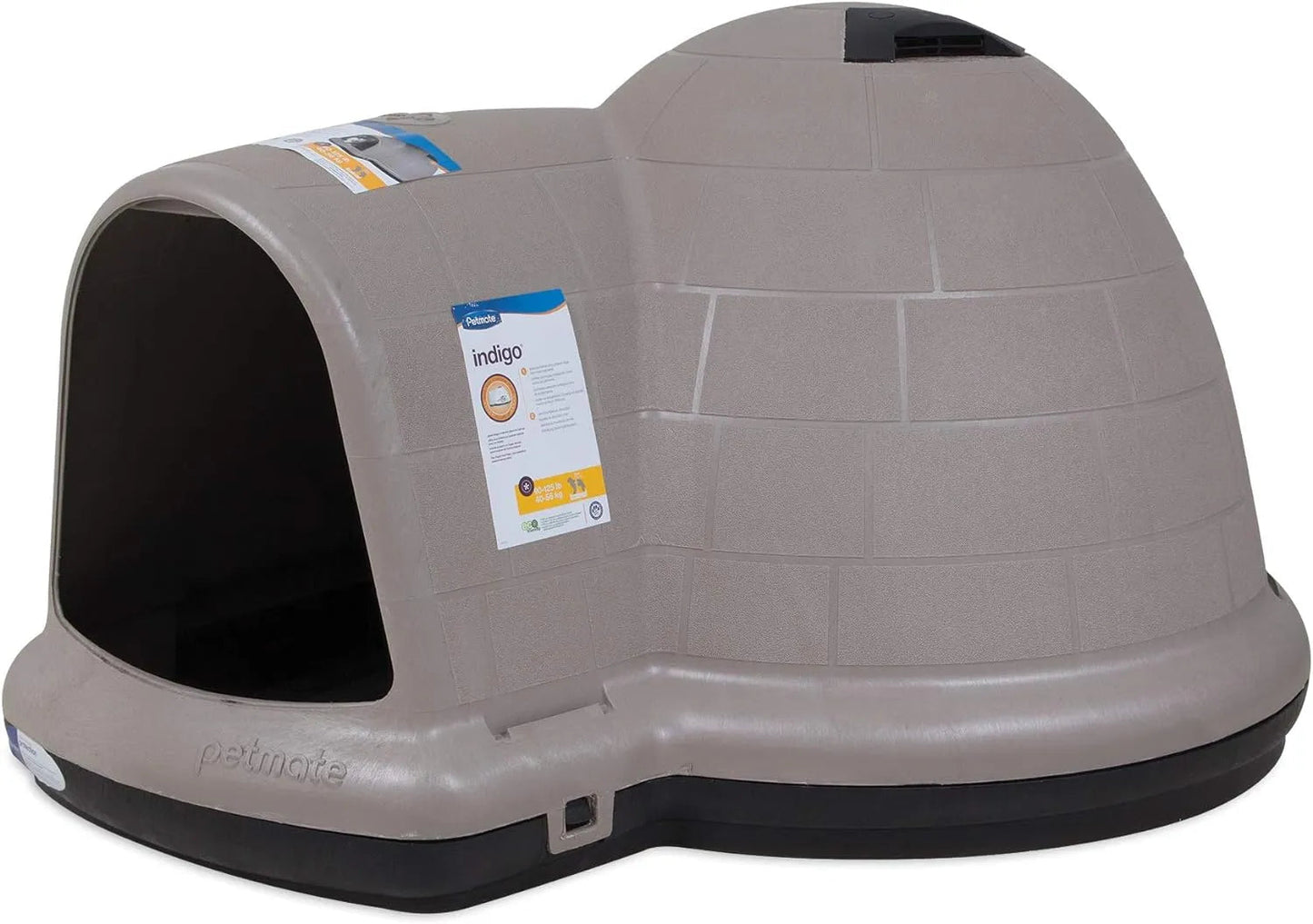 Petmate Indigo Dog House (Igloo Dog House, Made in USA with 90% Recycled Materials, All Weather Protection Pet Shelter) for XL Dogs 90 to 125 pounds, Made in USA