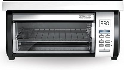 BLACK DECKER SpaceMaker Under Counter Toaster Oven, Digital Controls, Black/Stainless Steel, Fits 9′′ Pizza or 4 Slices