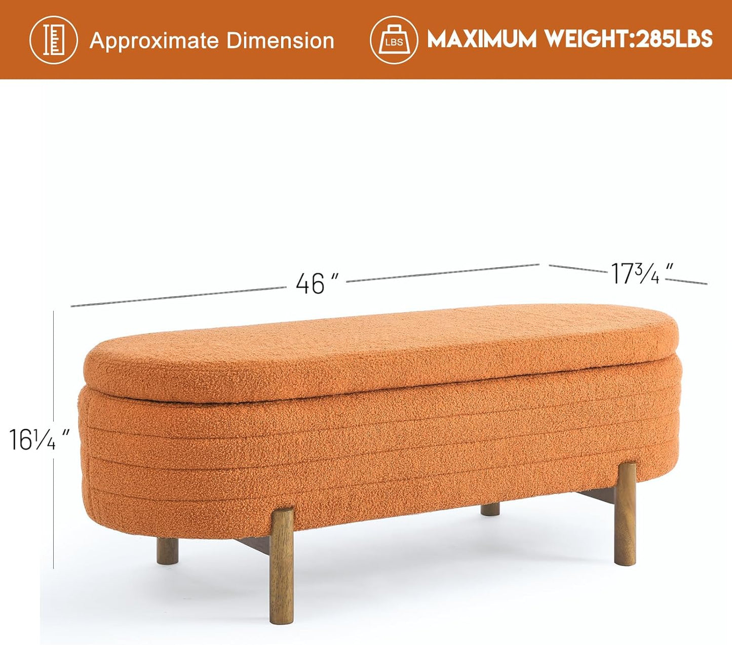 Furniliving Modern Storage Ottoman Bench, Sherpa Ottoman End of Bed Bench with Solid Wood Legs Upholstered Ottoman Benches with Storage Indoor Bench for Living Room with Rolled Arm, Entryway, White