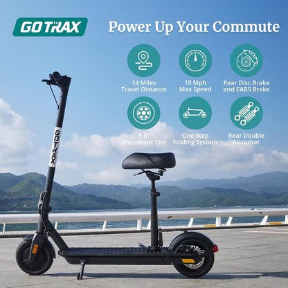 Adult Electric Scooter, 8.5 Inch Pneumatic Tires, Max Range 14/18 Miles, Max Speed 15.5/18 MPH, Powered by 300 Watt Motor, with Cruise Control Adult Folding Electric Scooter