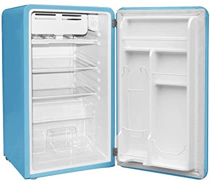 FRIGIDAIRE EFR372-BLACK 3.2 Cu Ft Black Retro Compact Rounded Corner Premium Mini Fridge
