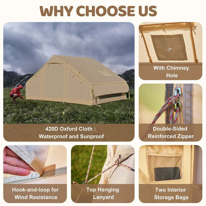 6 Person Inflatable Camping Tent with Pump