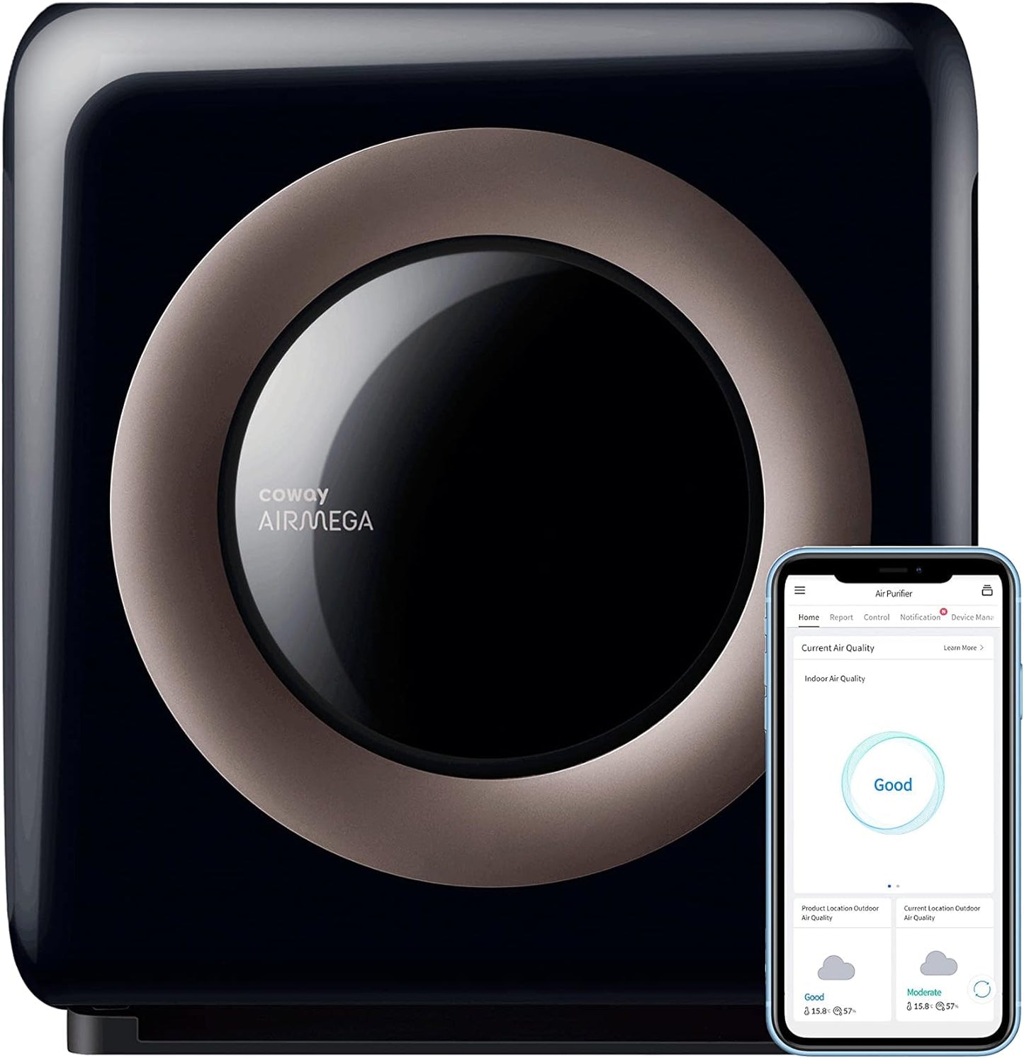 True HEPA Purifier with Air Quality Monitoring, Auto, Timer, Filter Indicator, and Eco Mode, 16.8 x 18.3 x 9.7, White