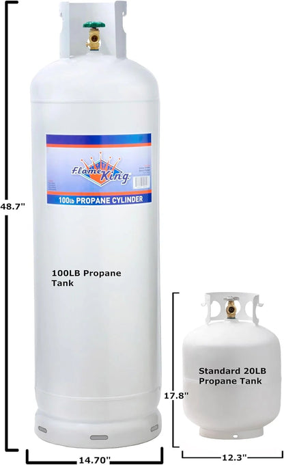 Steel Propane Tank Cylinder with POL Valve and Collar, Great for Mixed Heating Systems, Home fireplaces, Dryers and Grills-Flame King